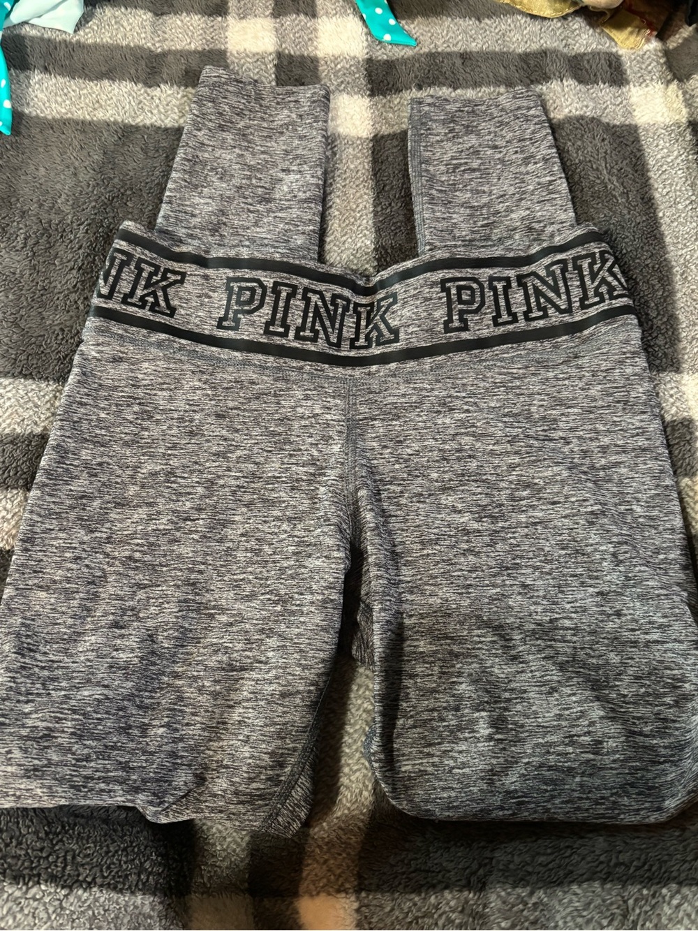 PINK Victoria's Secret Gray Marled Logo Waistband leggings